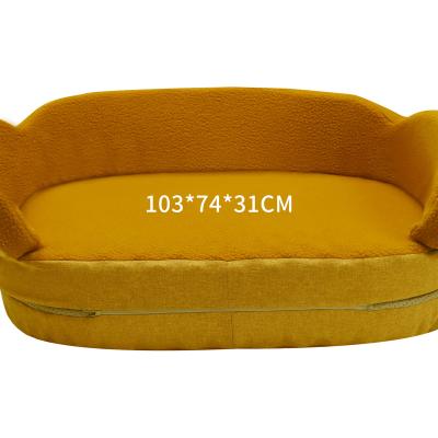 China Modern Simple Cute Design Pet Sofa Pet Beds Memory Foam Orthopedic Sustainable Selling Washable Dog Bed for sale