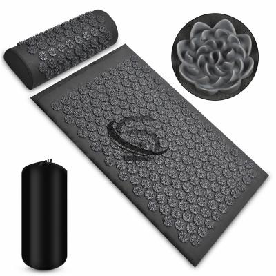 China Shakti Stress Pain Relief Yoga Acupressure Mat and Pillow Set Neck Back Foot Massager Body Acupuncture Massage Cushion 73X42cm long for sale