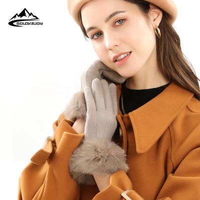 China 2021 New Arrival Jacquard GOLOVEJOY DY39 Women's Gloves Winter Thick Warm Recycling Rise Gloves Velvet Outdoor Windproof Rabbit Fur for sale