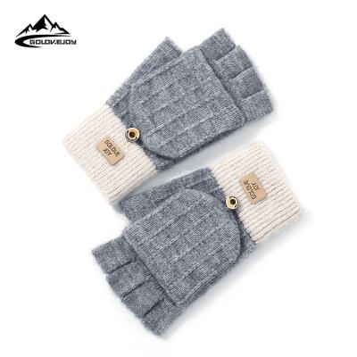 China GOLOVEJOY DZ96 Simple Winter Knitted Gloves Thick Warm Stretch Fingerless Mittens Cotton Knitted Gloves For Women for sale