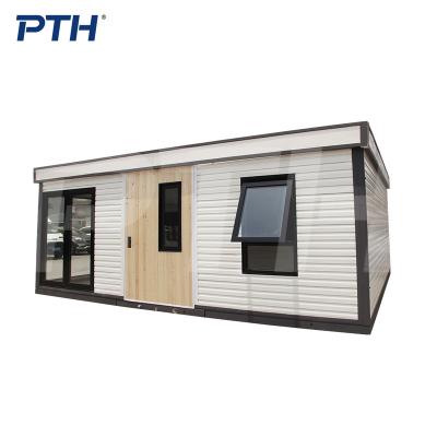 China 43sqm Modern Luxury Portable Modular Prefab Steel Structure PTH Weeden Living Housing Fodable Container Folding Smart Houses for sale