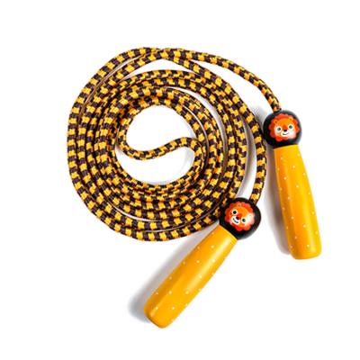 China Tetherball Dual Use Cotton Braided Jump Rope With Animal Cartoon Wooden Handles For Kids for sale