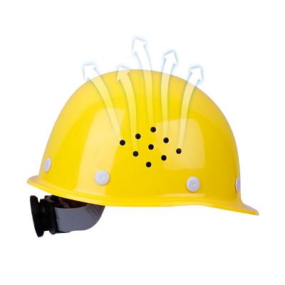 China De ABS Redondo casco obra de casco ventilacion side part 8 puntos suspension yellow ABS material high quality impact resistant safety hats for sale