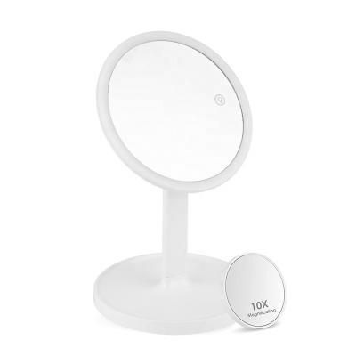 China Plastic Lighted Led Beauty Portable Desktop Handheld Makeup Mirror With LED Cool Light Smart Photo Moon Logo Bedroom Electronic Mirror for sale