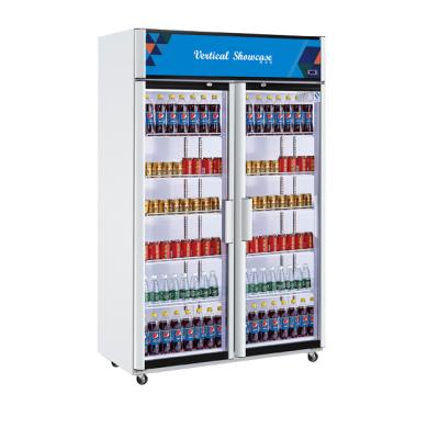 China High Efficiency Commercial Two Doors Beverage Showcase Beverage Freezer Equipment Display Cabinet for sale