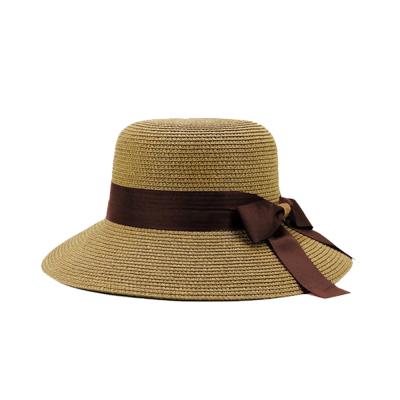 China Summer Women Sun Hat Large Brim Straw Hat Foldable Felt Hat Beach Striped Floppy Hat for sale