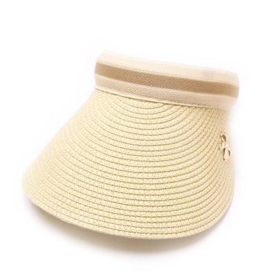 China Sun Visor Cap Golf Striped Hat For Women Summer Beach Sun Large Brimmed Hat for sale