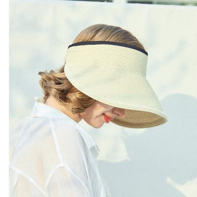 China Handwoven Striped Hat Outdoor Soft Summer Beach Hat Foldable Sun Straw Hat for sale