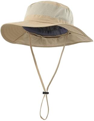 China UPF50+ Outdoor Striped Mesh Sun Hat Wide Brim Fishing Hat With Neck Fin for sale