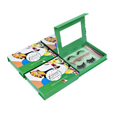 China Recycled Popular Custom Rectangular Magnetic Green Materials Eyelash Boxes With Printed Logo for sale