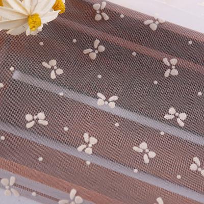 China Other New Style Mesh Flocking Fabric 100% Nylon Fabric 150cm Wedding Garment Fabric For Cloth for sale