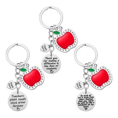 China World Excellent Quality Custom Made Key Chain Ring Teacher Apple Engravable Heart Shaped Keychain For Sale for sale