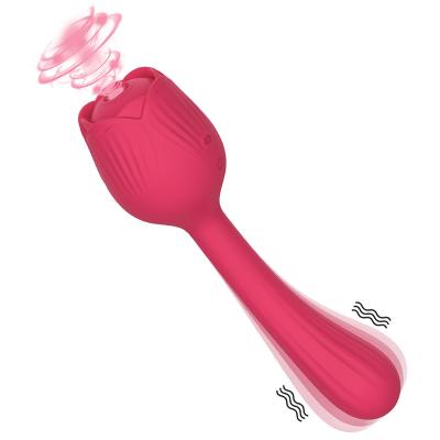 China Egg Jumping Female Masturbator Vibrator Rose Sucking Egg Skipping Silent Double Head Massage Stick Insert Vibrating Strong Suction With Love for sale