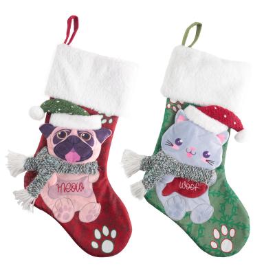 China Cute Plush Pug Short Socks Scarf Candy Decorations For Home Sock Christmas Tree Gifts Bag Ornaments Drop Shipping for sale