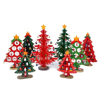 China Wooden Christmas Tree Wooden Christmas Ornament DIY Hanging Ornament Gift for Kids Christmas Table Home Decoration for sale