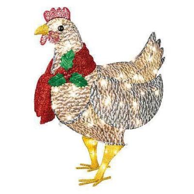 China Minimalist Yard Decoration Lighting Chicken with Scarf Metal Chicken Sculpture Garden Lawn Corridor Christmas Atmosphere Decoration for sale