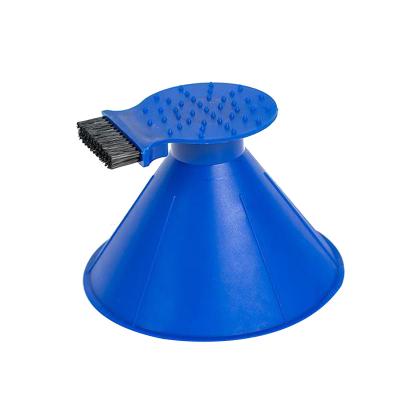 China PP Car Windshield Funnel Ice Scraper Upgrade 2-in-1 Removal Portable Cone Shaped Snow Shovel De-Icing Tool for sale