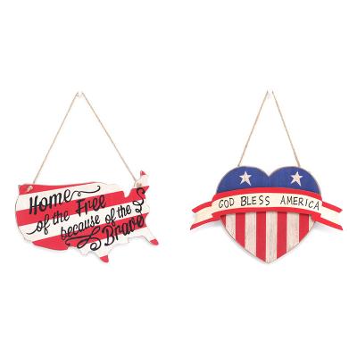 China American MDF Independence Day Sign 4th of July Star Flag Letters Pendant Hanging Plaque For Kitchen Bar Home Bar Front Door Wall for sale