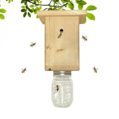 China Effective Minimalist Wooden Hanging Wasp Traps Garden Farms Insect Fruit Fly Carpenter Bee Trap For Outdoor Waterproof Patio Yard for sale