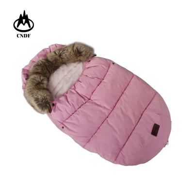 China Beer barrel water proof micro soft fleece lining warm comfortable babg infant sleeping bag for stroller, with artificial wool collar for sale