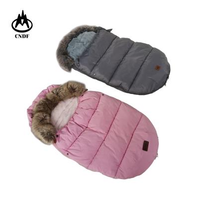 China Beer barrel water proof, warm comfy striping micro soft fleece, infant babg sleeping bag with faux wool collar for baby stroller for sale