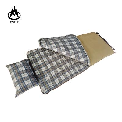 China 4-side zipper big size 3.3kg cotton flannel cheap sleeping bag with warm pillow for cold weather winter outdoor sleeping bag for sale