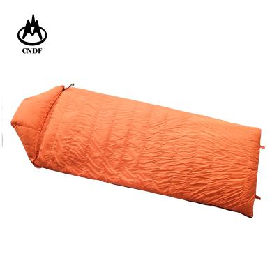 China Custom Made Warm Lightweight Duck Down Nylon Sleeping Bag Waterproof Envelope Type With Hood For Winter Camping Backpacking for sale