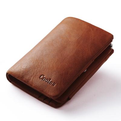 China None Wholesale Custom Good Quality Luxury Genuine Leather Triple Wallet Men Brown Mini Wallet Man Wallets for sale