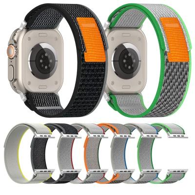 China Nylon Adjustable Trail Buckle Watch Strap Sports Watch Strap Band For Apple Watch Ultra 49mm 7 Series 8 41mm 45mm Metal Connector Watch Strap for sale