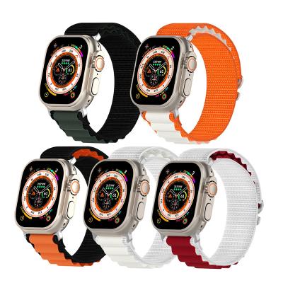 China Sport Watch Strap Two Color Adjustable Alpine Buckle Woven Band Nylon Strap For Apple Watch 8 Ultra 7 6 5 4 Se Series for sale