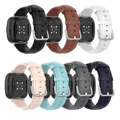 China Adjustable Genuine Leather Sports Watch Strap Watch Band Strap for Fitbit Versa4 3 Sense 2 Watch Bands Wristband Bracelet Smart Watch Accessories for sale