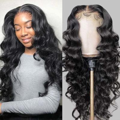 China Loose Wave Curly Wigs French Lace Medium Cap Human Hair Extensions for sale