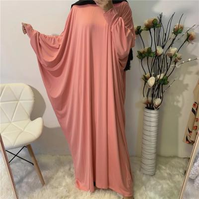 China New Arrival Round Neck Solid Color EID Ramadan Muslim Pray Dress Abaya Butterfly Style Kaftan For Sale Free for sale