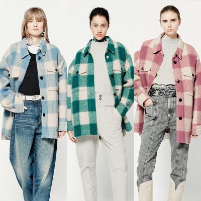 China French new autumn and winter 2021 top quality women's casual plaid tweed tops viable color short loose woolen coat for sale