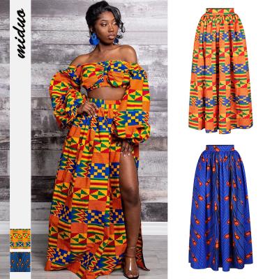 China High Waist Breathable African Feather Print Dress Maxi Skirt For Women Floor Length Plus Size Long Dress Skirts for sale