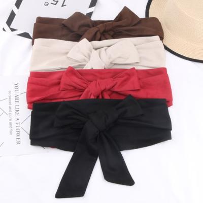 China Comfortable new Korean women's fashion dress accessories bow suede belt wide soft belt for sale