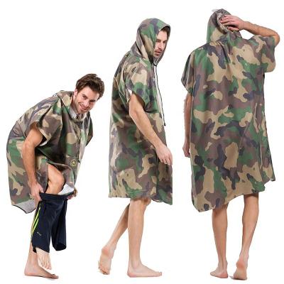 China Quick-Dry Custom Microfiber Robe Adult Changing Surf Poncho Towel With Hood for sale