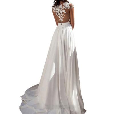 China New European and American Style Breathable Wedding Dress Lace Slit Sexy Evening Dress for sale