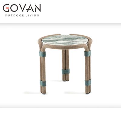 China Latest Design Modern Hotel Garden Leisure Furniture Set Patio Solid Teak With Table Top Marble Outdoor Side Table for sale