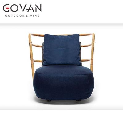 China New design modern outdoor modern garden hotel leisure style furniture teak solid wood with high back rattan lounge chair for sale