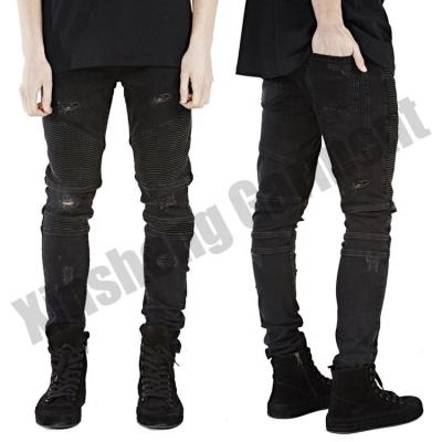 China New Style QUICK DRY Distressed Men's Biker Fashion Jean Skinny Jeans Custom Fit Slim Straight Stretch for sale