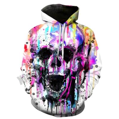 China Custom logo printing men's streetwear fashion Hoodies Anti-wrinkle young man clothing manufacturers pullover 3D skull hoodie for sale