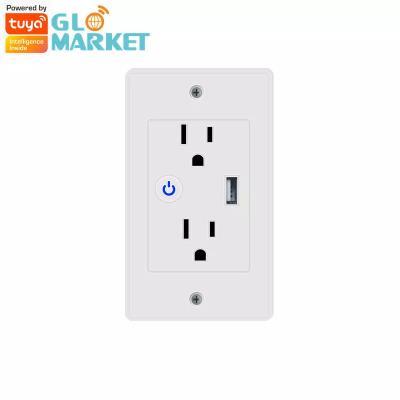 China Tomada de parede padrão Smart Wifi Tuya US com USB 2 tomadas para uso doméstico Tomada elétrica 10A 120V com Google e Alex à venda