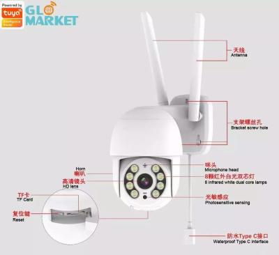 China Smart Camera-Nachtsicht App-Steuerintelligente Kamera 1080p volles HD Tuya Wifi im Freien zu verkaufen