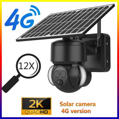 China Glomarket Ubox Wifi / 4G Smart 12X ZOOM Luz refletora Bateria solar PTZ Câmera 6MP PIR Câmera de detecção humana à venda