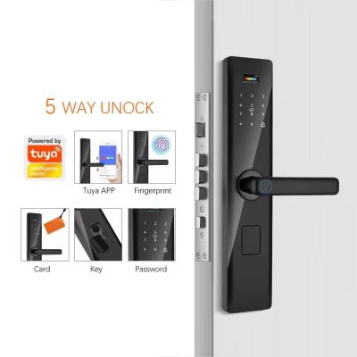 Cina Glomarket Tuya Smart Security Digital Door Lock Biometric Fingerprint Handle Smart Lock Hotel Apartment Room Lock Factory Price in vendita