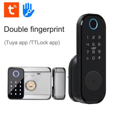 China Glomarket Apartment Tuya Smart Door Lock Anti Theft Digital Password Ttlock App Control Gate Double Smart Rim Fingerprint Lock for sale