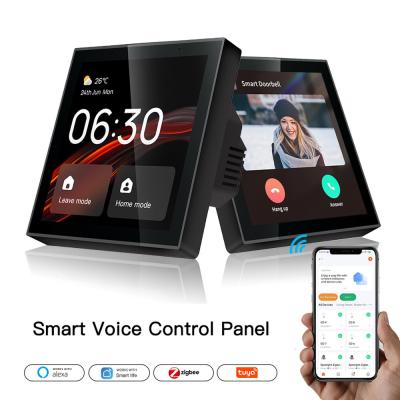 China Glomarket Tuya Smart 4-Inch Multi-Functional Touch Screen Control Panel Alexa Voice Zigbee Central Control for sale