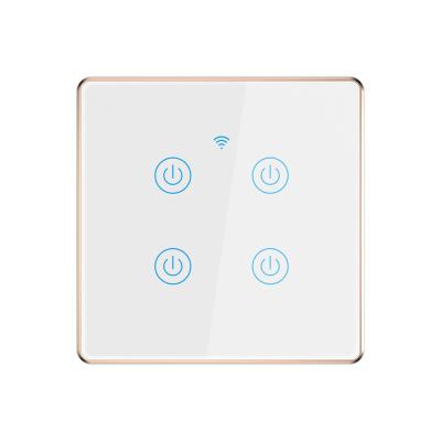 China 4 Gang EU UK Standard Touch Aluminum Frame Smart Timer Switch 4 Gang Smart Switch Tuya WiFi for sale