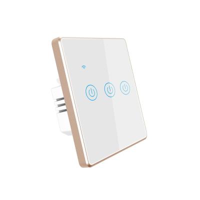 China Control eléctrico de la voz del Smart Home de WiFi del interruptor Tuya de 3 cuadrillas de la luz elegante estándar BRITÁNICA del interruptor de la UE en venta